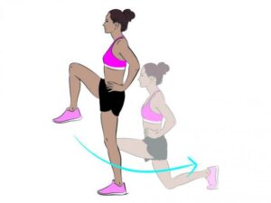 Reverse lunge knee lift