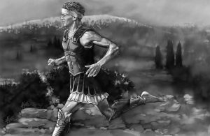 Valóban összeesett és kimerülten meghalt egy görög hírnök, közvetlenül azután, hogy Athénba futott, hogy bejelentse a perzsa támadók megfutamodását a maratoni csatában? Ez a szobor ezt a jelenetet ábrázolja, de a történelmi beszámolók sokkal kevésbé biztosak.